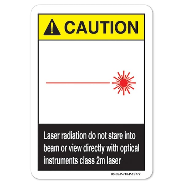OSHA, Laser Radiation Do Not Stare Into Beam, 18in X 12in Rigid Plastic, 12" H, 18" W, Landscape